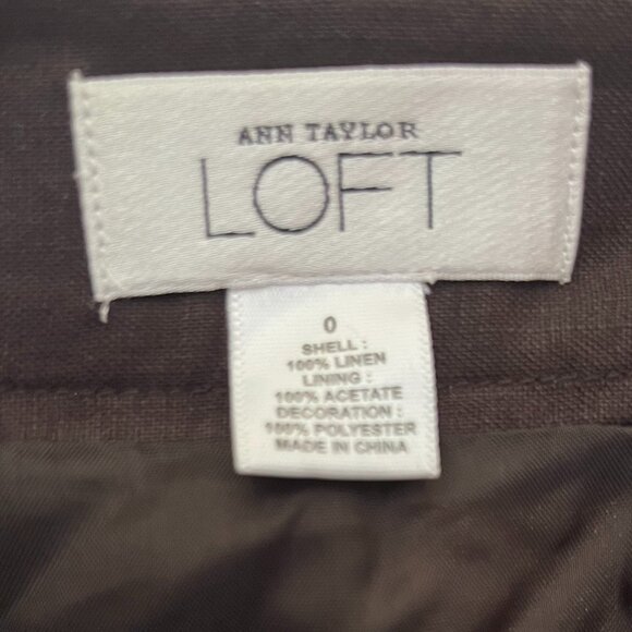 100% Linen Bohemian Brown Midi Skirt with Geometric Embroidery - Picture 3 of 3